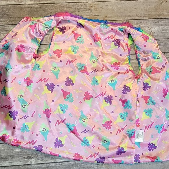 Trolls World Tour Girls Medium Multi-Colored Fuzzy Vest 877 - Picture 4 of 4